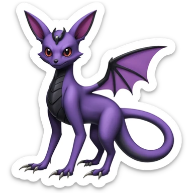 Gothic Edgy Badass Cool Noibat-Genesect-Umbreon-Salandit-Fakémon-hybrid-creature (full body)  sticker