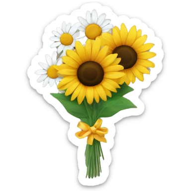 Sunflower and daisy bouquet  sticker