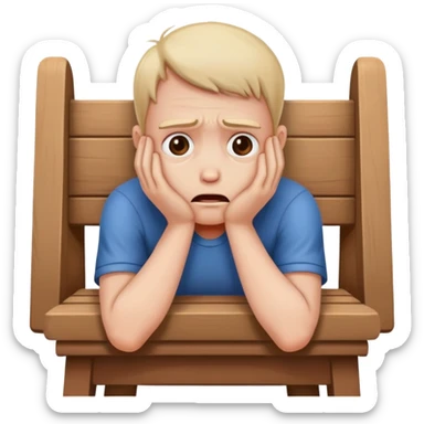 Scared human sit on a chair, head in the hands, scared sticker