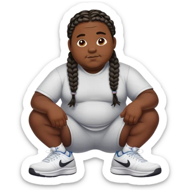 Dark skinned chubby man with braids and Nike shoes on sticker
