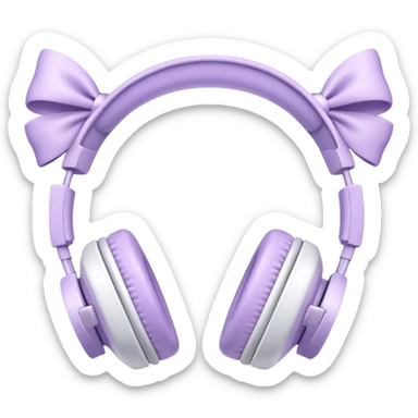Light purple Headphones with white bows  sticker