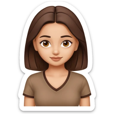 ipretty bratz emoji of alia bhatt wearing a V neck brown tshirt. She should look like Alia Bhatt sticker
