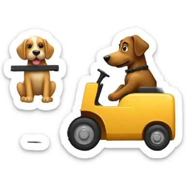 A dog driving a forklift sticker