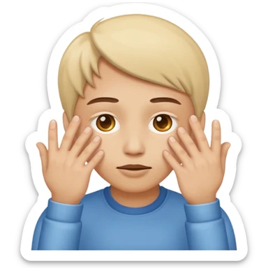 Covering the face with hands and peeping through your finger sticker