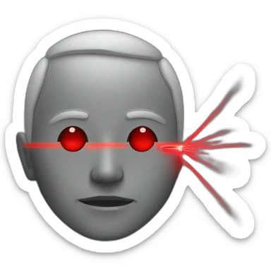 grey person with one red laser line coming out of each eye sticker