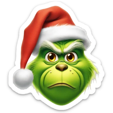 The grinch with a Santa hat sticker