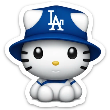 hello kitty wearing a dodgers hat sticker
