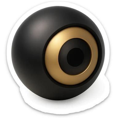 black themed eyeball, stylized with subtle gradients and a reflective surface sticker