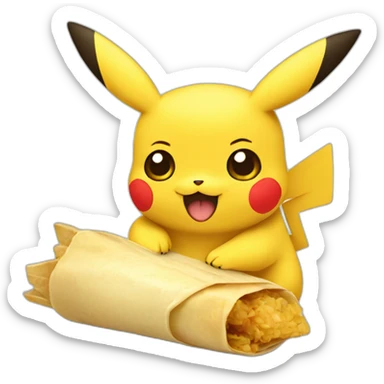 Pikachu eating tamales sticker