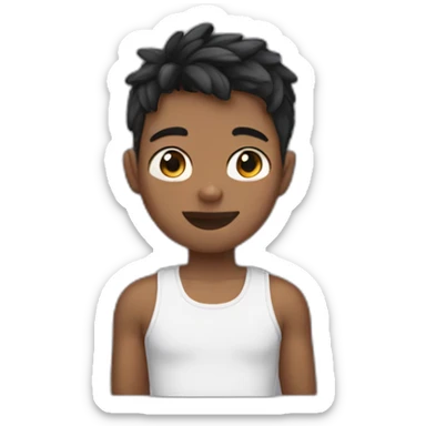 Boy with cat ears on his head and a cute crop top sticker