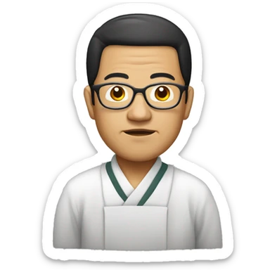 old hmong priest with black hair, and glasses sticker