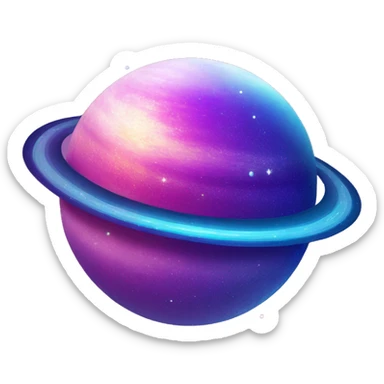 sparkly glittery blue purple and pink gradient planet with a cheesy saturn ring sticker