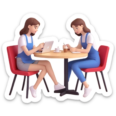 a female student working in a cafe sticker