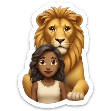 Girl and lion sticker