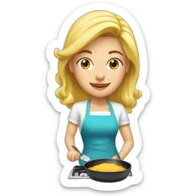 blonde woman cooking sticker