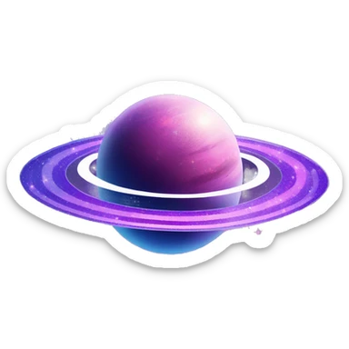 sparkly glittery blue purple and pink glitter planet with white saturn ring sticker