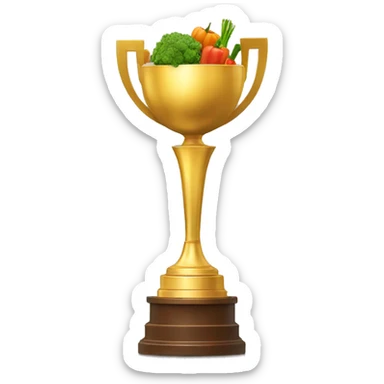golden championship trophy with vegetables inside sticker