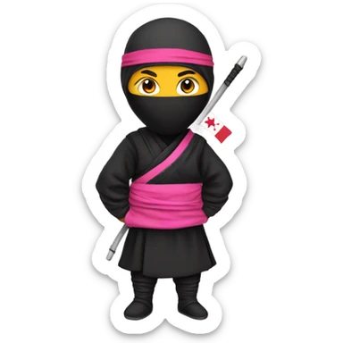 ninja with pink bows and holding a Kyrgyzstan flag  sticker