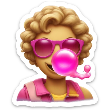 A smiley face blowing bubble gum with Oakley sunglasses on sticker