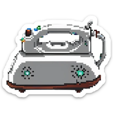 A clothes iron with steam coming out of it sticker