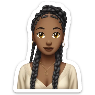 attractive young black woman with her eyes closed with long box braids, flowy dress singing with closed eyes with eyes closed sticker