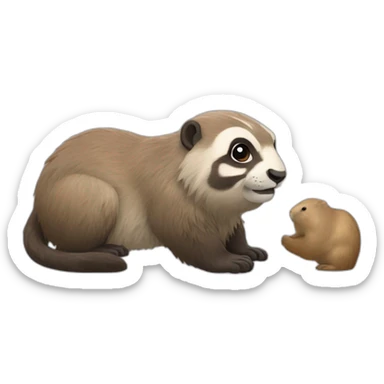 Louttre qui fait un câlin au une marmotte sticker