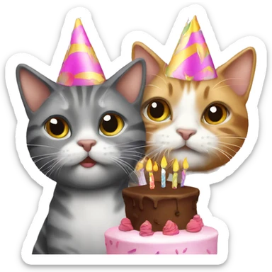 3 cats at a birthday party sticker