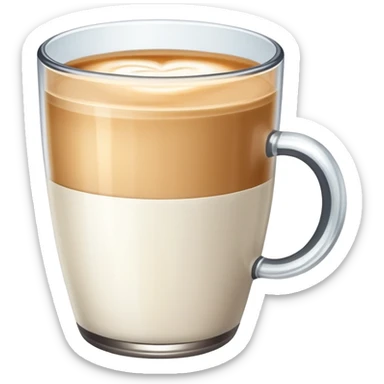 Una tasa con un café lleno de leche y café  sticker