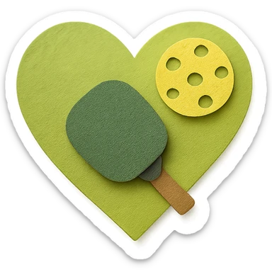 lime green heart with pickleball elements sticker