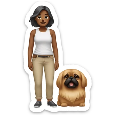 Women with Pekingese sticker