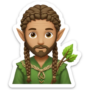 Forest elf with braided beard and bow sticker