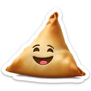 Samosa with smily face sticker
