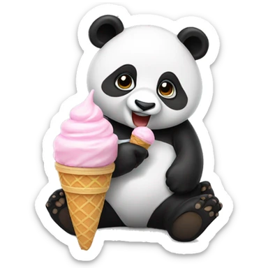Panda eating ice cream sticker