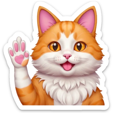 the cat waves his hand sticker