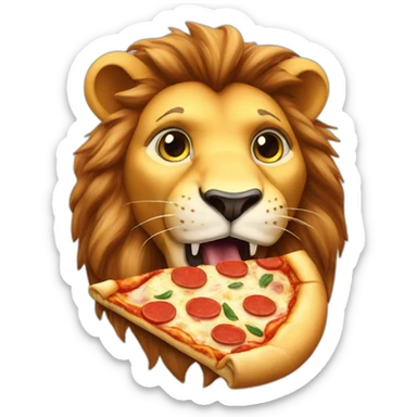 Lion eating pizza sticker