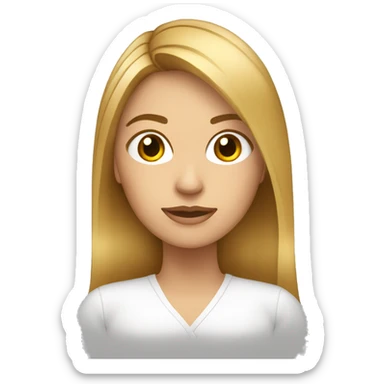 Mujer cabello largo castaño,con rayos rubio, ojos tiernos sticker