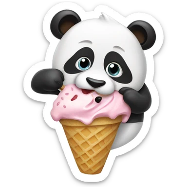 Panda eating ice cream sticker