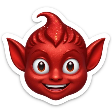 red glitter smilling imp sticker