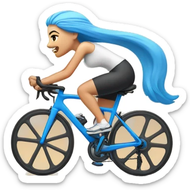 White Girl with blue hair riding peloton bike  sticker