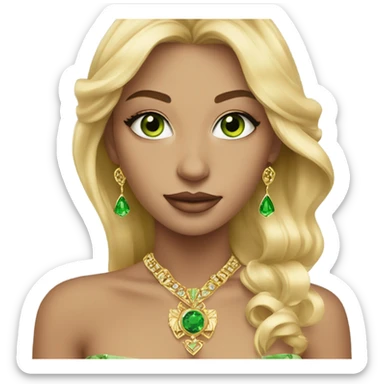 gorgeous blonde girl green eyes gold jewlery sticker