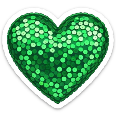 green sequin heart sticker