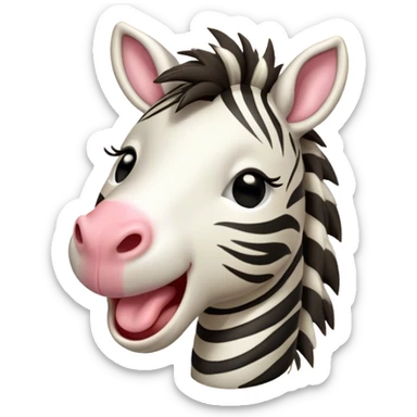 Cinematic Cute Yawning Zebra Portrait Emoji, Head tilted slightly with a dramatic, wide-open yawn, showcasing a soft, downy striped fur with gently drooping ears, a long, elegant equine snout, and round eyes barely open in drowsy contentment, Simplified yet irresistibly adorable features, highly detailed, glowing with a soft, cozy glow, high shine, relaxed yet expressive, stylized with a touch of savannah charm, bright and endearing, soft glowing outline, capturing the essence of a sleepy yet affectionate zebra that feels like it could stretch out of the screen and curl up for a nap! sticker