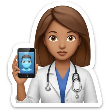 black female doctor and ultrasound technician brown hair on technician sticker