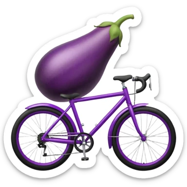 An egg plant on a bike  sticker