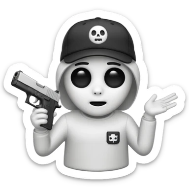 Emoji de Fantasma con glock 19 en la mano izquierda y con gorra sticker