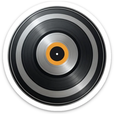 A dark metal platinum music award plaque The center features a relief of a or stylized vinyl record in a slightly darker metallic tone sticker