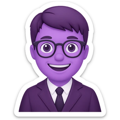Make the edgelord nerd more smiley and change the nerd's color to purple, keep the style and transparent background. The original style is preserved but use the general editor to achieve the changes with transparent background. sticker