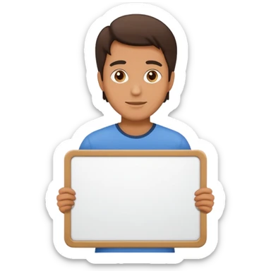 A guy from the 80’s holding a large blank sign sticker