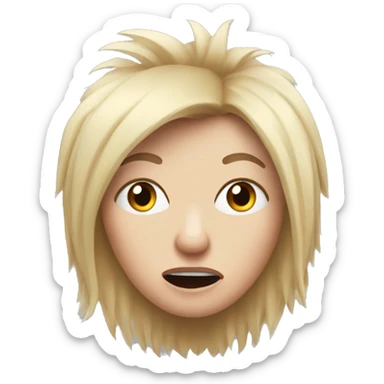Porcupine woman looking shocked static blonde hair sticker