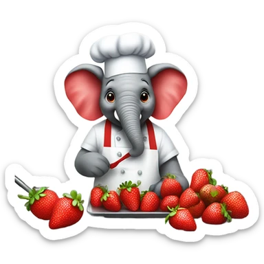 A strawberry elephant chef cooking sticker